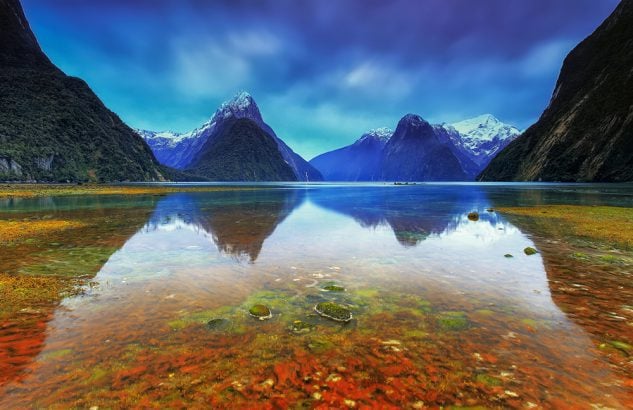 Vue pittoresque de Milford Sound en Nouvelle-Zélande, une merveille naturelle à inclure dans le Top 5 des lieux à voir avant de mourir, avec ses eaux cristallines et montagnes majestueuses.